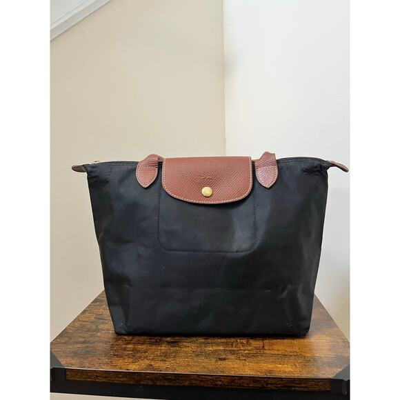 Longchamp FLAWS Le Pliage Original M Tote Hand Shoulder Nylon Bag Recycle Canvas - Picture 2 of 16